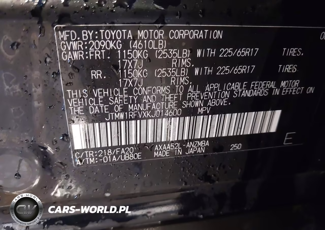 2019 Toyota Rav4 Xle VIN:JTMW1RFVXKJ014600 - 9