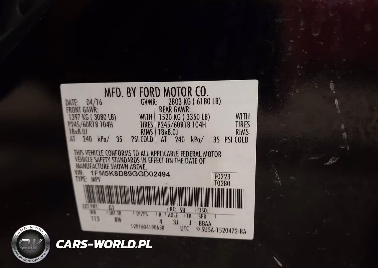 2016 Ford Explorer Xlt VIN:1FM5K8D89GGD02494 - 9