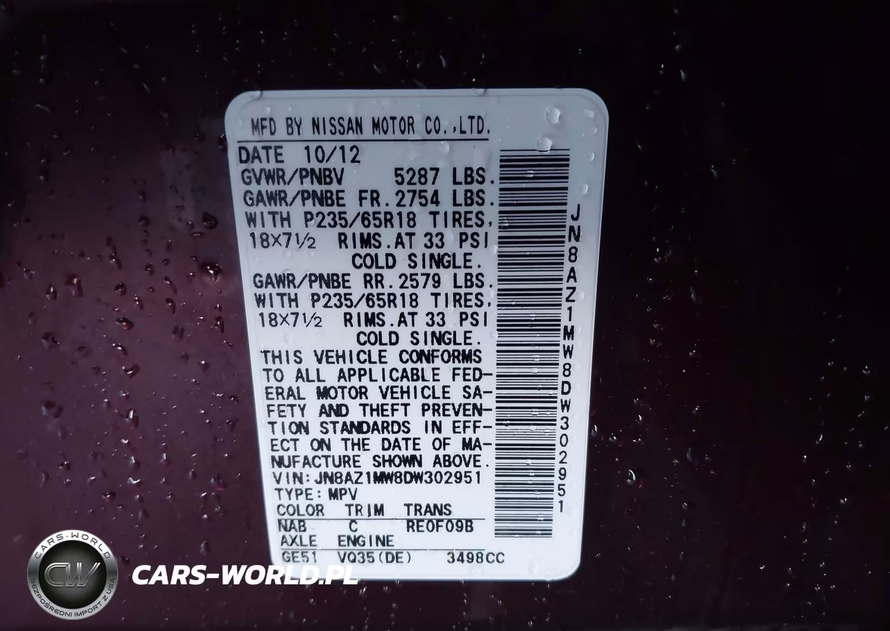 2013 Nissan Murano Sl VIN:JN8AZ1MW8DW302951 - 9