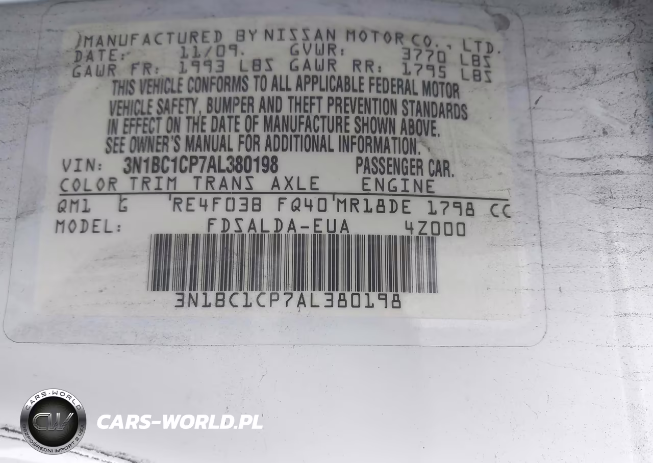 2010 Nissan Versa 1.8S VIN:3N1BC1CP7AL380198 - 9