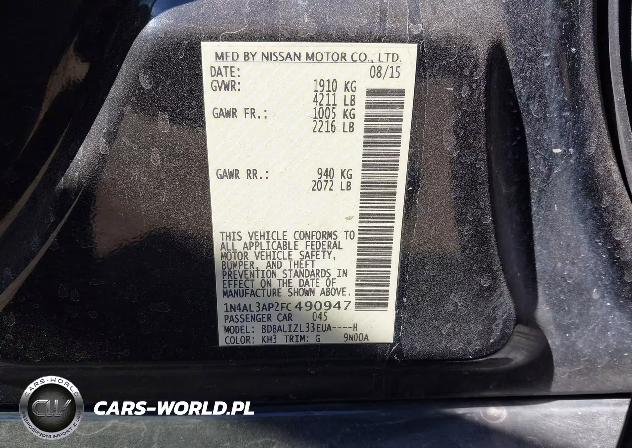 2015 Nissan Altima 2.5 Sv VIN:1N4AL3AP2FC490947 - 9