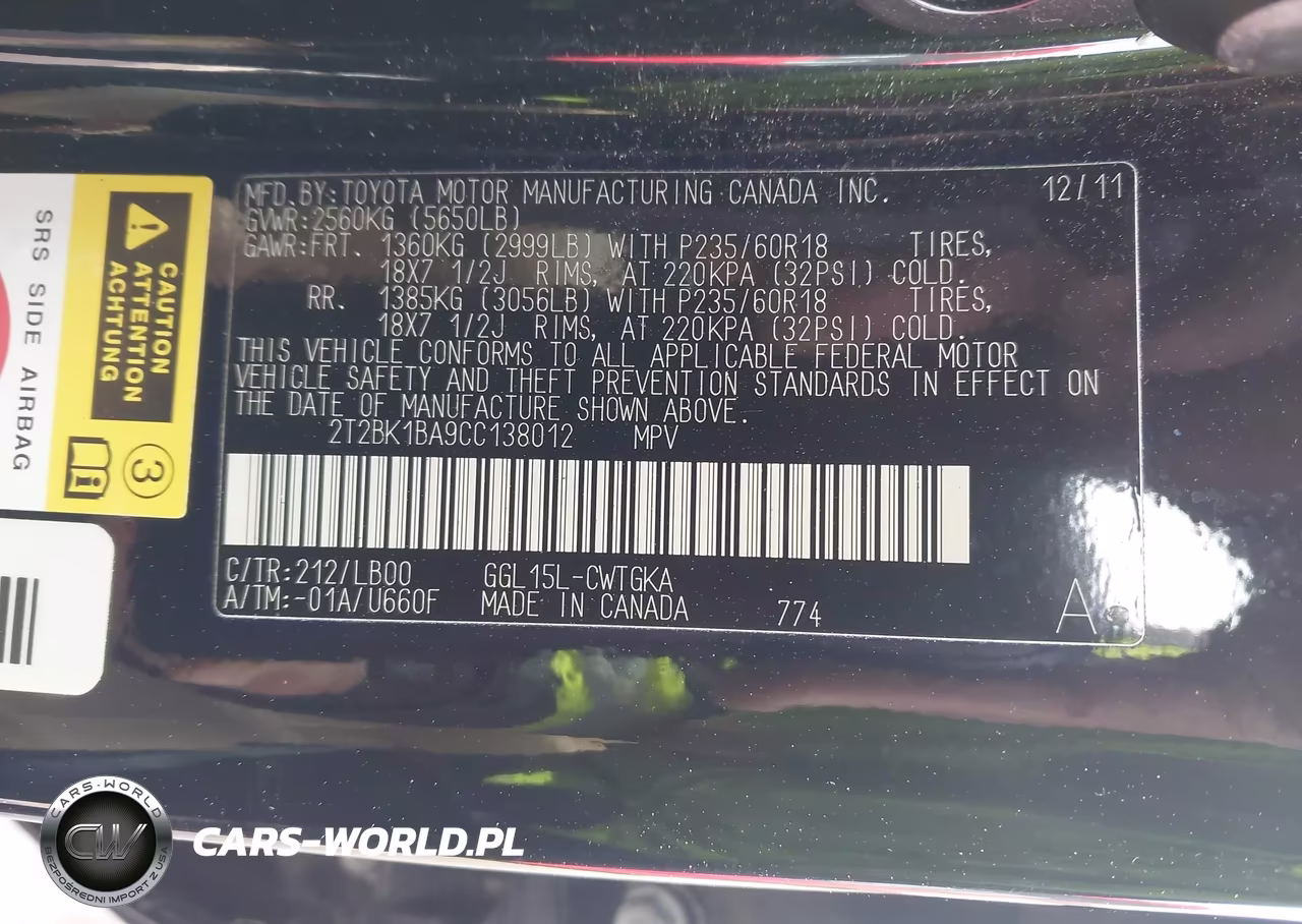 2012 Lexus Rx 350 VIN:2T2BK1BA9CC138012 - 9