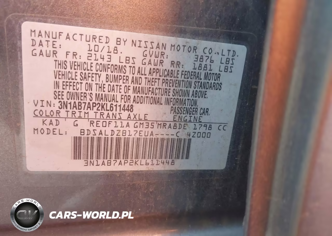 2019 Nissan Sentra Sv VIN:3N1AB7AP2KL611448 - 9