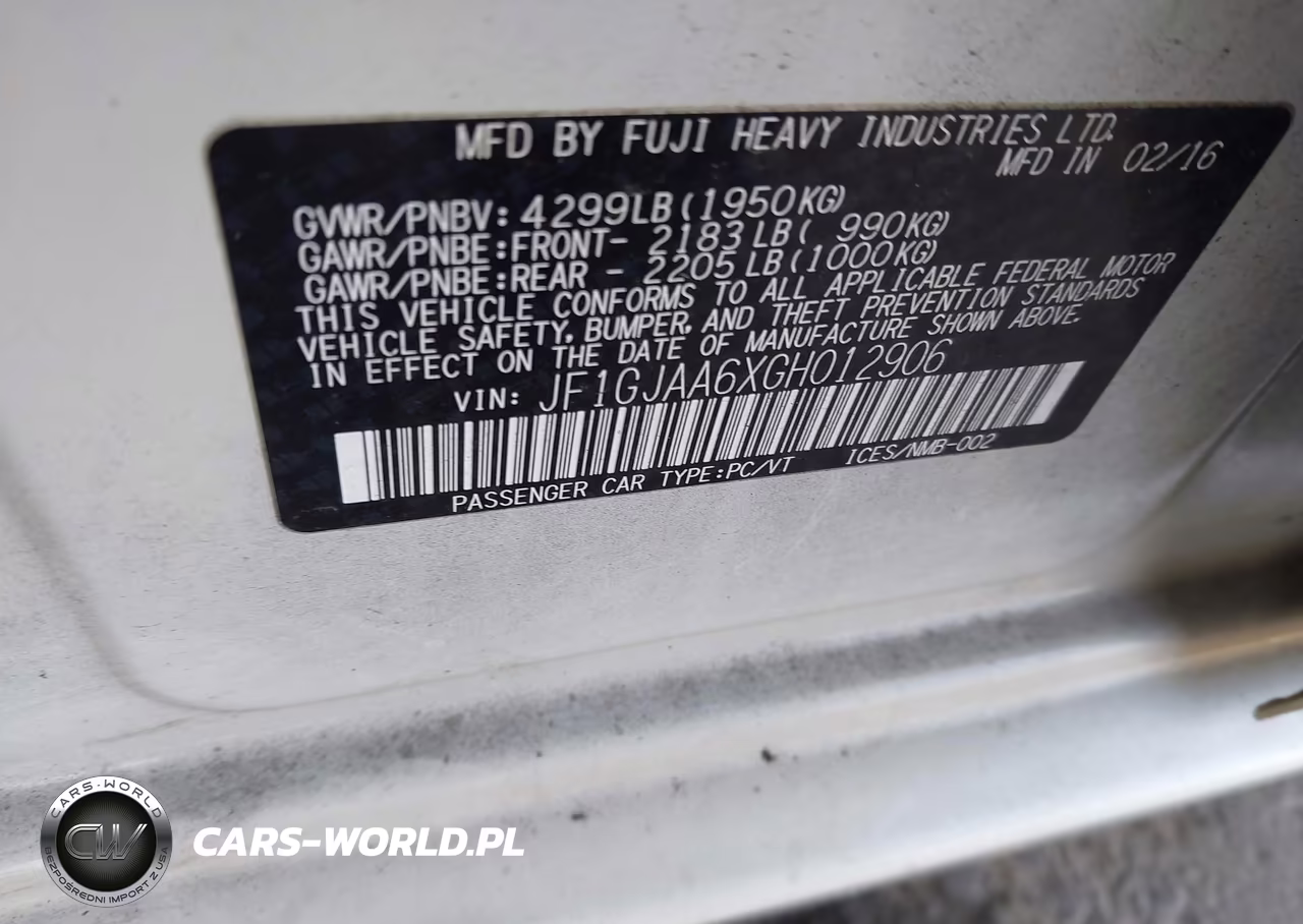 2016 Subaru Impreza 2.0I VIN:JF1GJAA6XGH012906 - 9