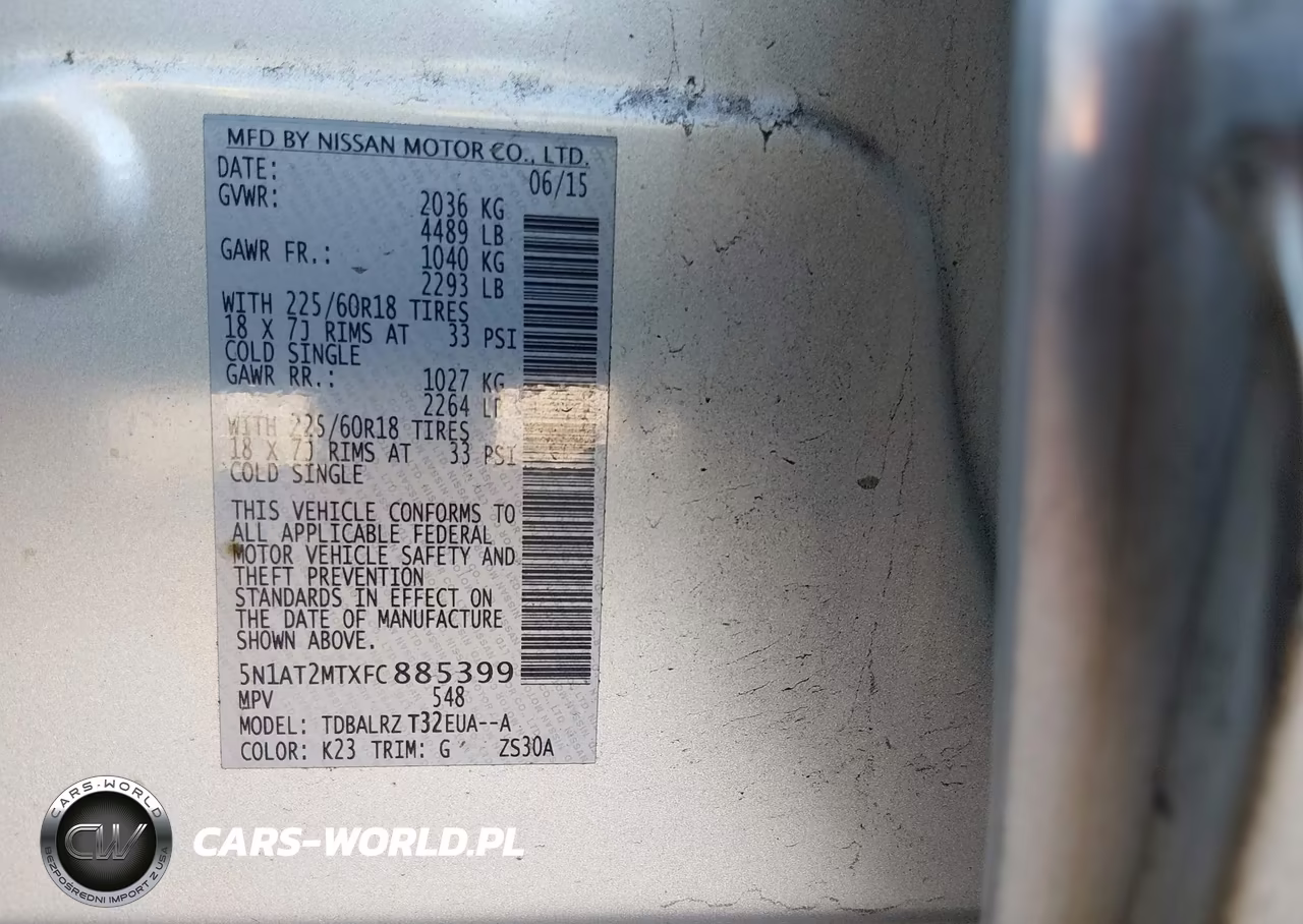 2015 Nissan Rogue Sl VIN:5N1AT2MTXFC885399 - 9