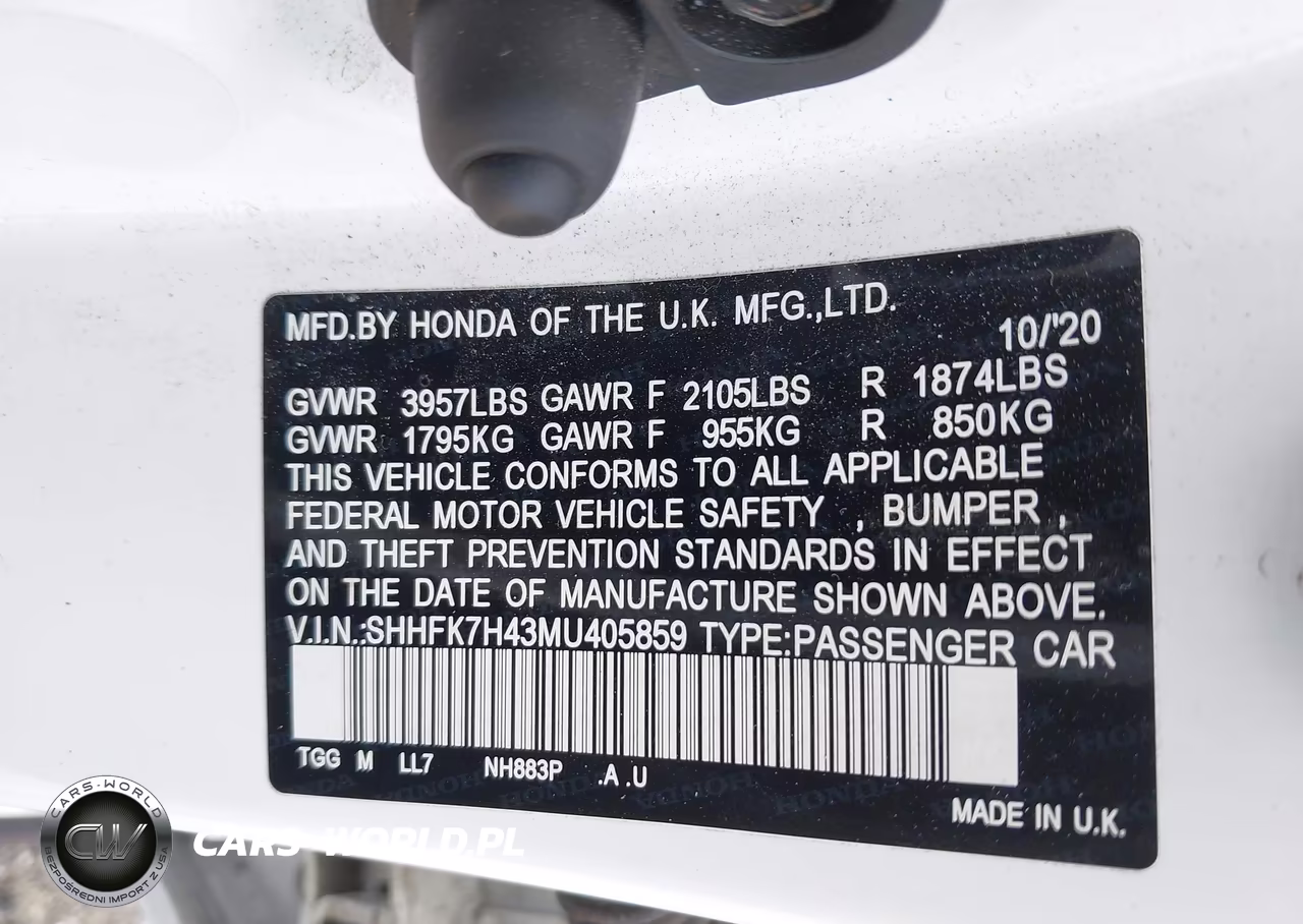 2021 Honda Civic Sport VIN:SHHFK7H43MU405859 - 9