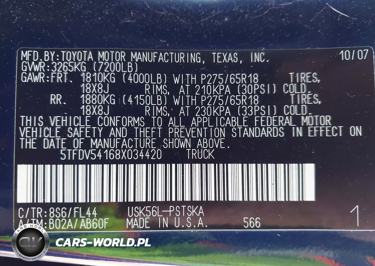 2008 Toyota Tundra Sr5 5.7L V8 VIN:5TFDV54168X034420 - 9