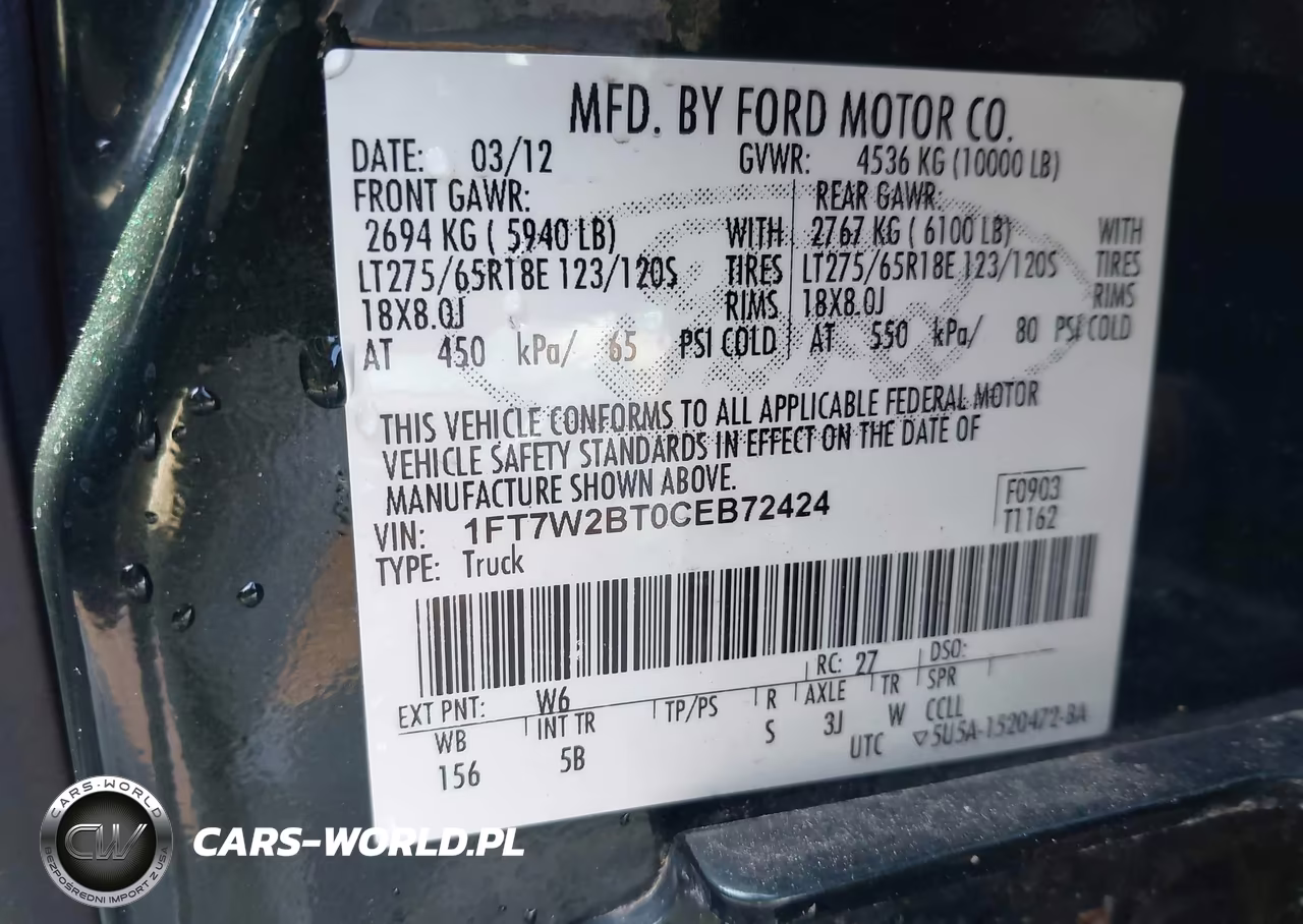 2012 Ford F-250 Lariat VIN:1FT7W2BT0CEB72424 - 9