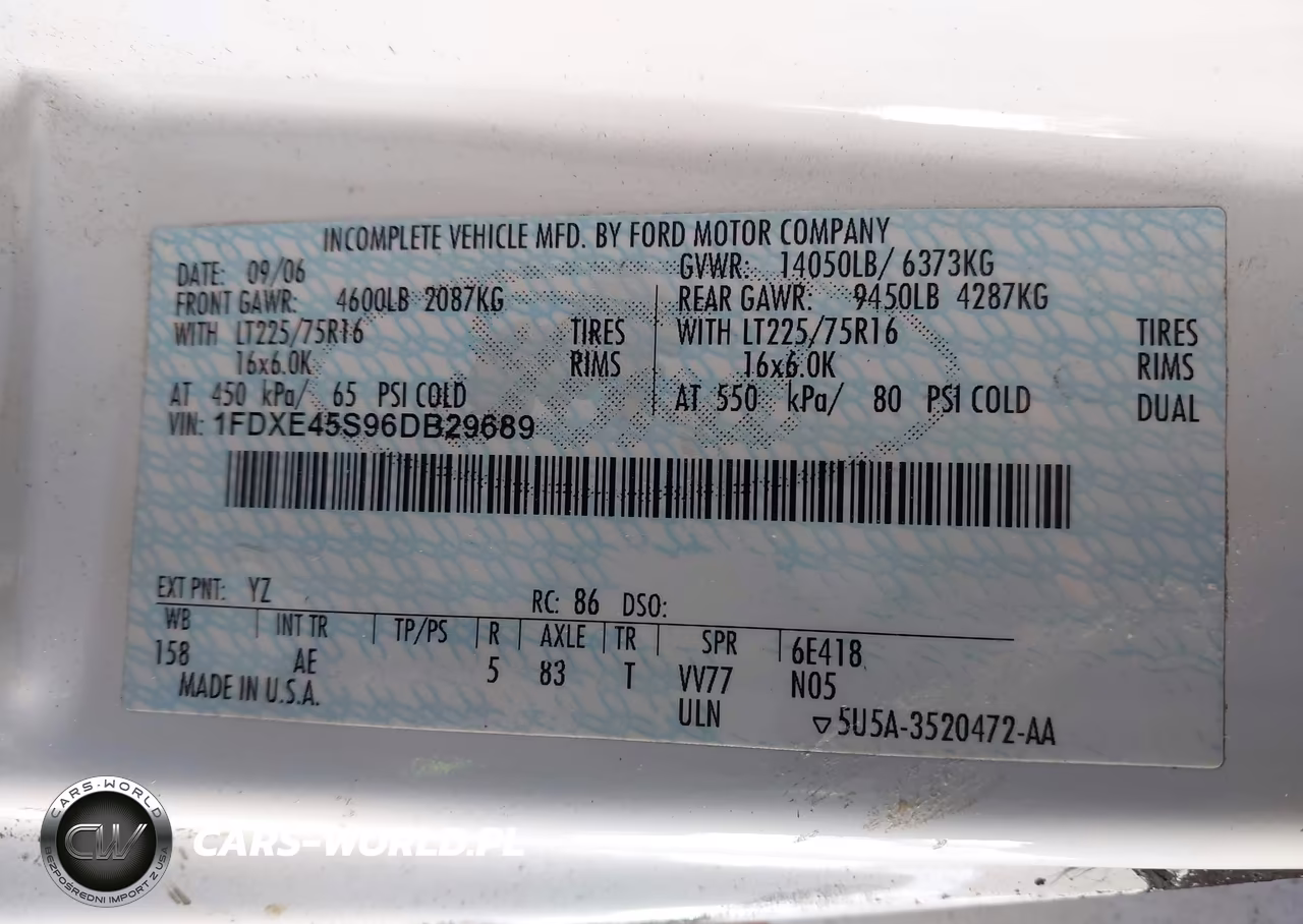2006 Ford E-450 Cutaway VIN:1FDXE45S96DB29689 - 9