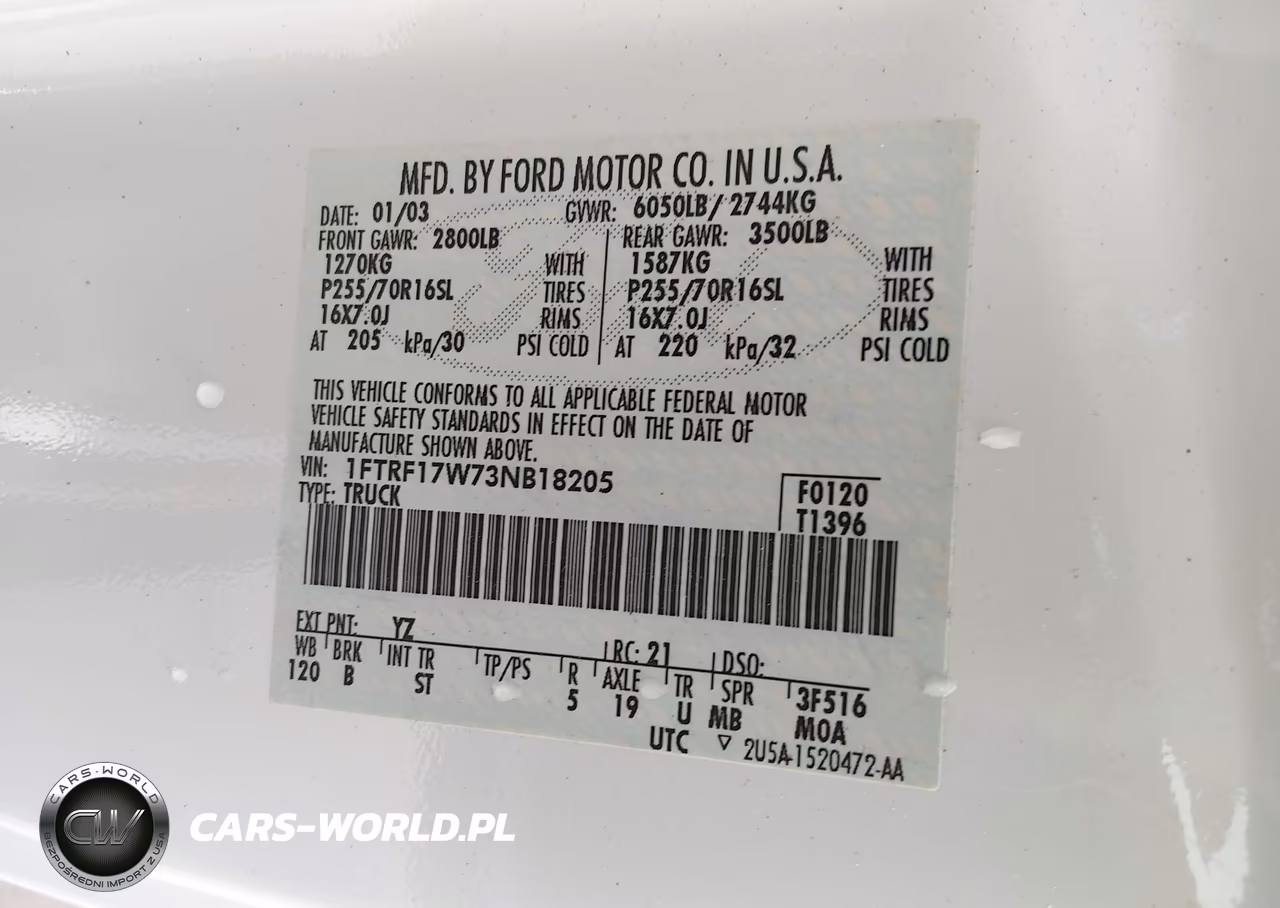 2003 Ford F-150 Xl-Xlt VIN:1FTRF17W73NB18205 - 9