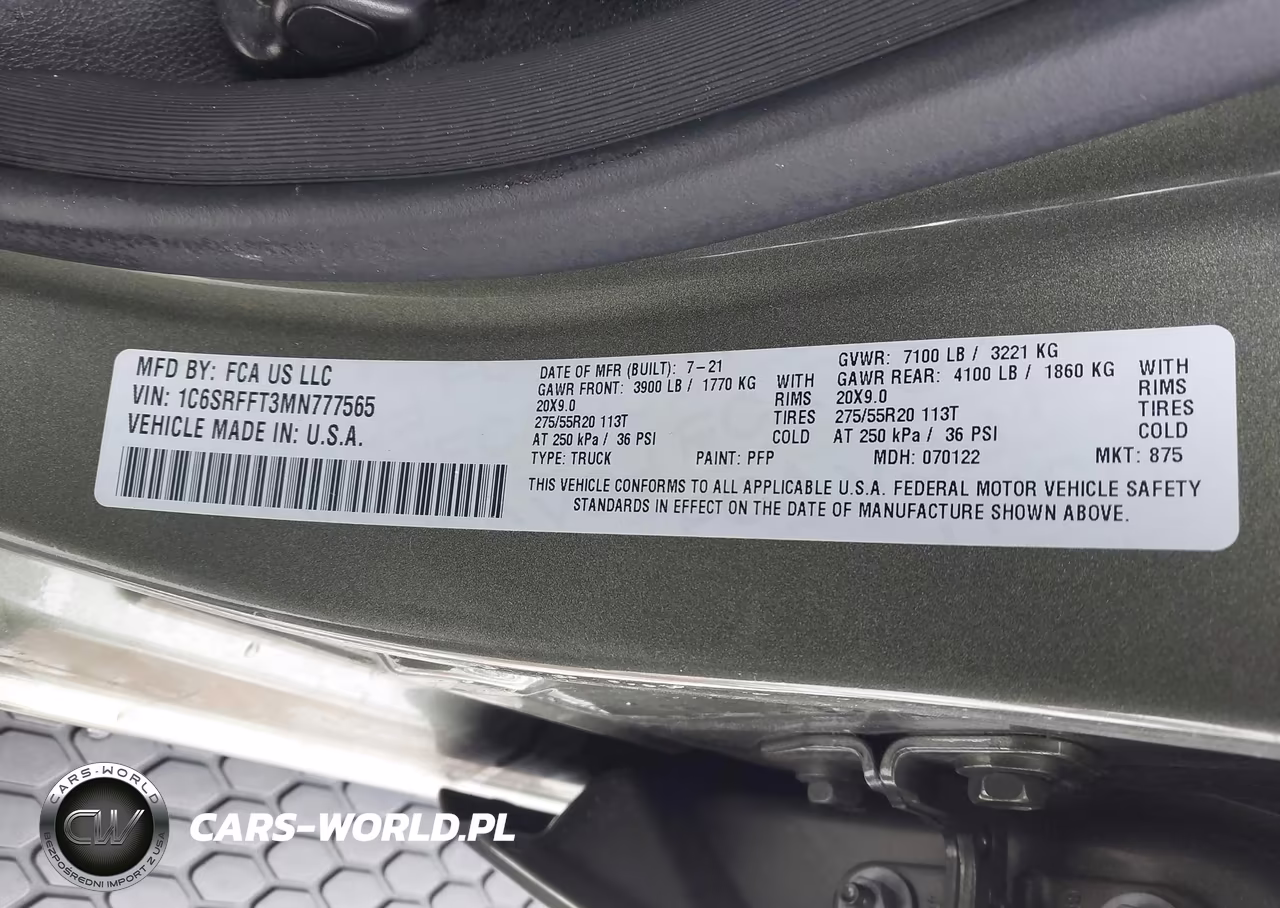 2021 Ram 1500 Big Horn 4X4 5'7 Box VIN:1C6SRFFT3MN777565 - 9