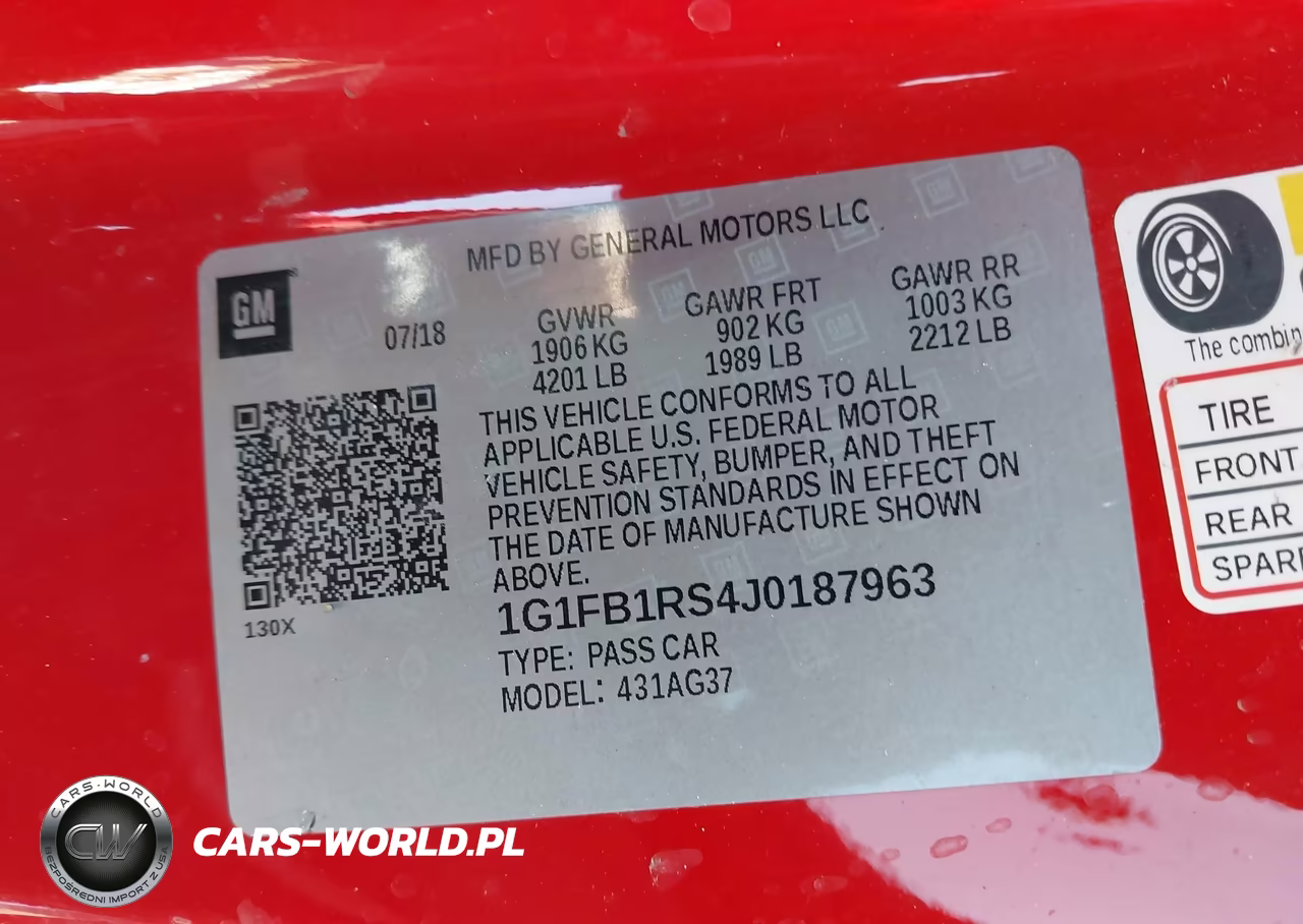 2018 Chevrolet Camaro 1Lt VIN:1G1FB1RS4J0187963 - 9