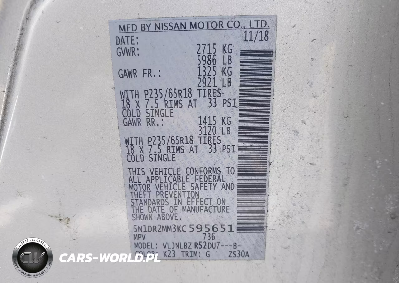 2019 Nissan Pathfinder S VIN:5N1DR2MM3KC595651 - 9
