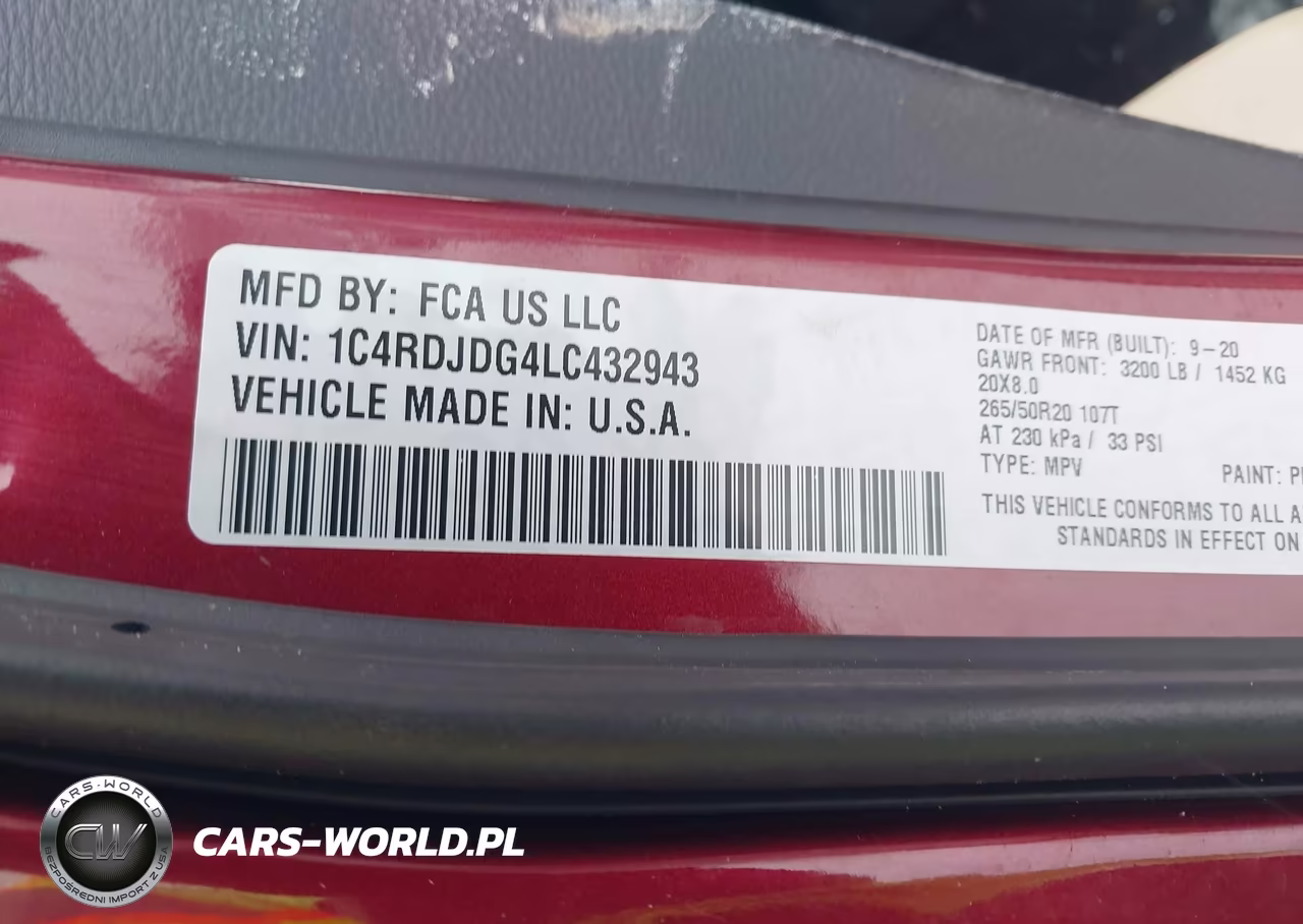 2020 Dodge Durango Gt Plus Awd VIN:1C4RDJDG4LC432943 - 9