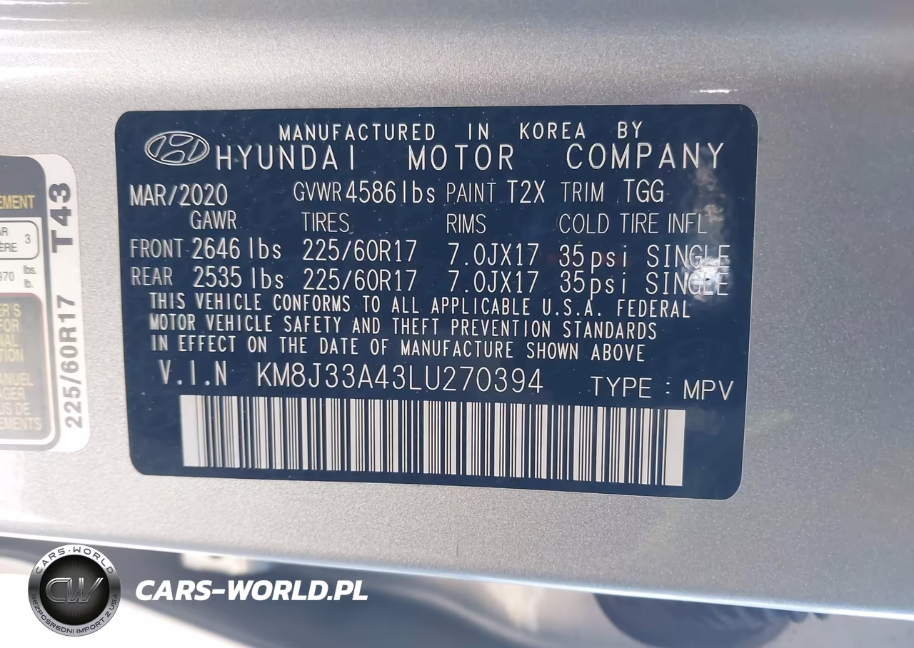 2020 Hyundai Tucson Value VIN:KM8J33A43LU270394 - 9