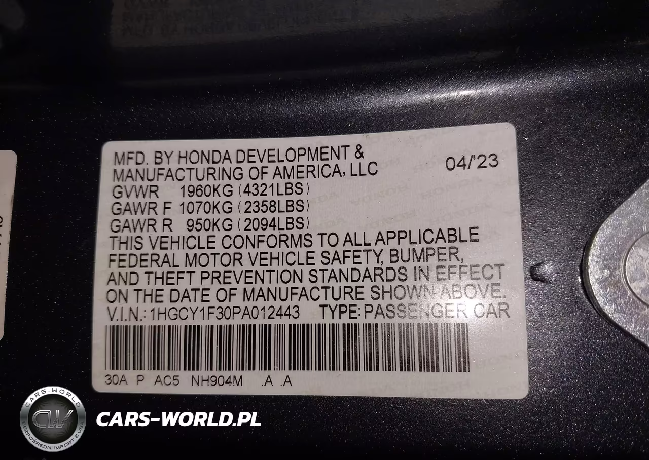 2023 Honda Accord Ex VIN:1HGCY1F30PA012443 - 9