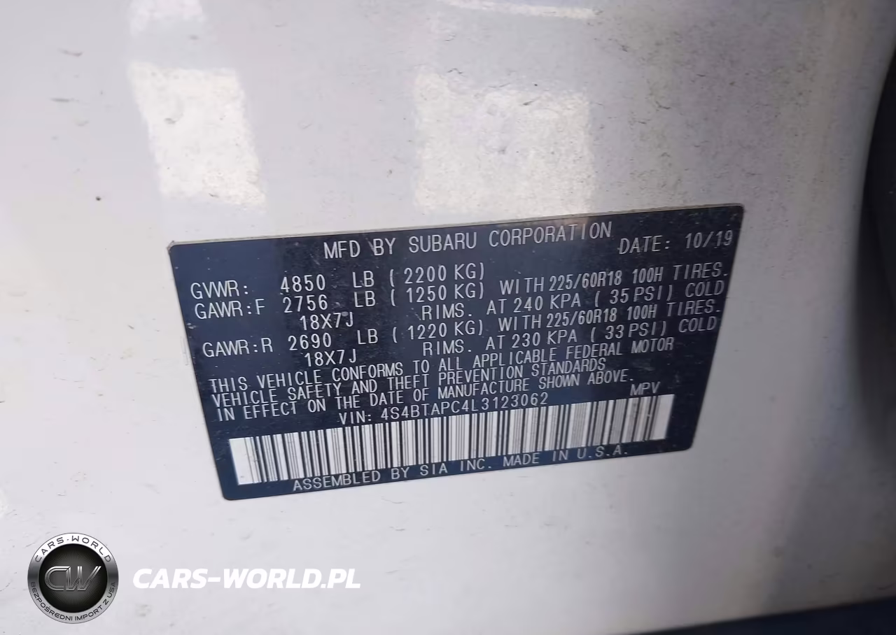 2020 Subaru Outback Touring VIN:4S4BTAPC4L3123062 - 9