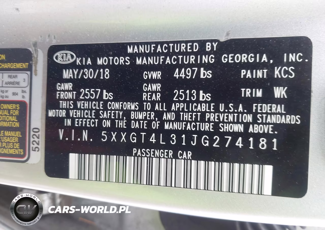 2018 Kia Optima Lx VIN:5XXGT4L31JG274181 - 9