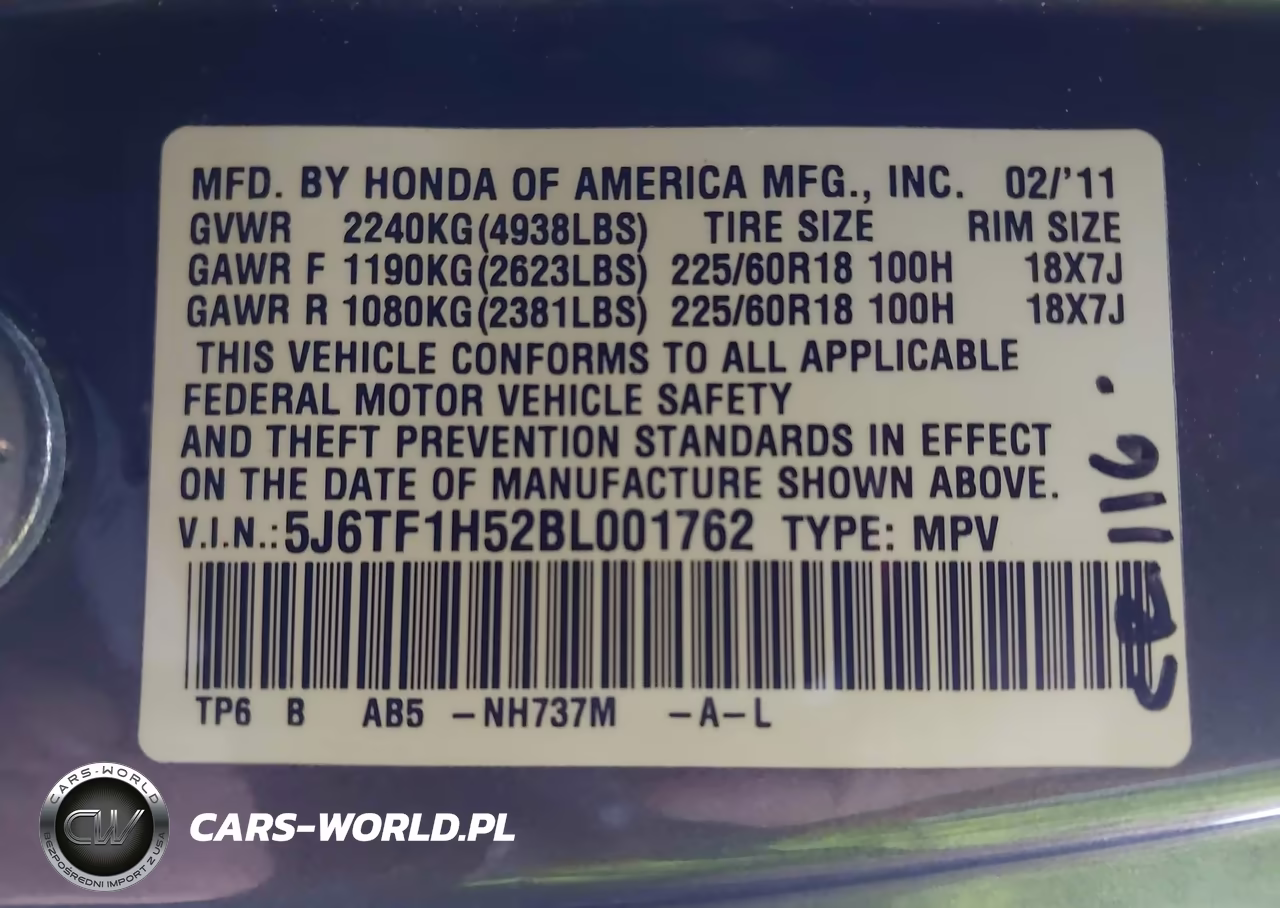2011 Honda Accord Crosstour Ex-L VIN:5J6TF1H52BL001762 - 9