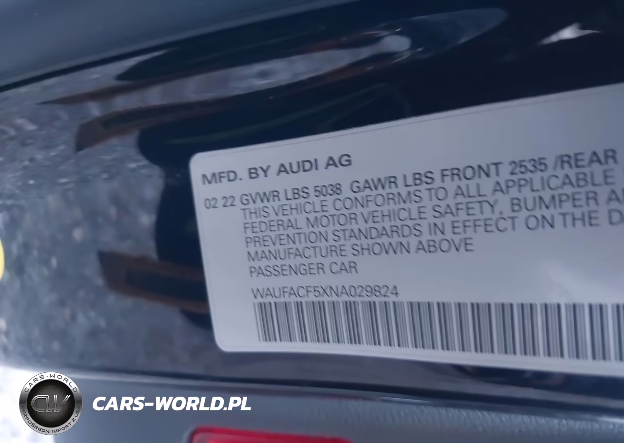 2022 Audi A5 Sportback Premium Plus 45 Tfsi S Line Quattro S Tronic VIN:WAUFACF5XNA029824 - 9