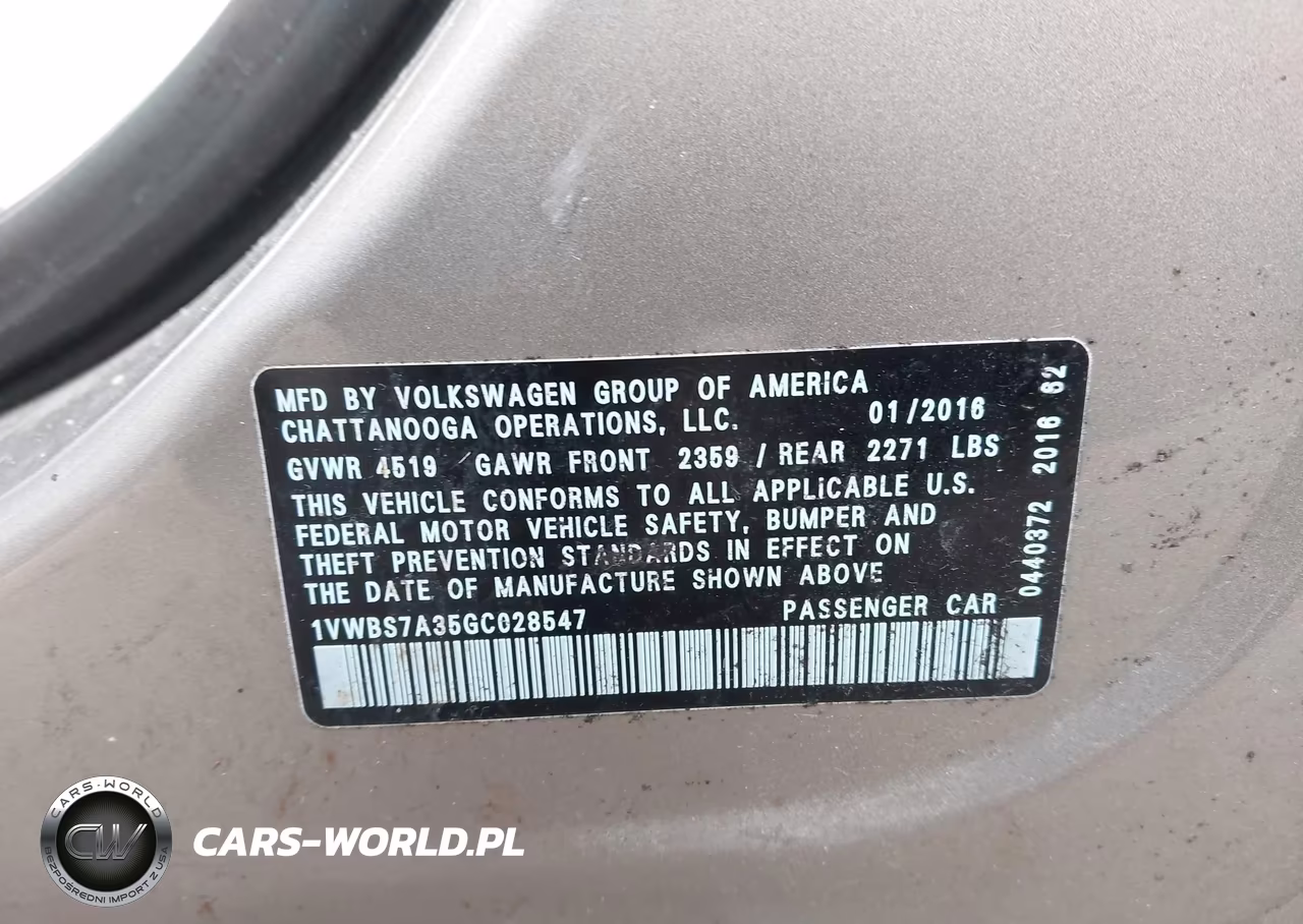 2016 Volkswagen Passat 1.8T Se VIN:1VWBS7A35GC028547 - 9