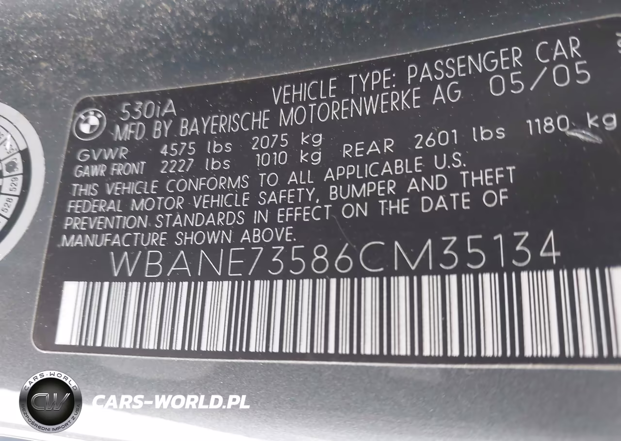 2006 BMW 530I VIN:WBANE73586CM35134 - 9