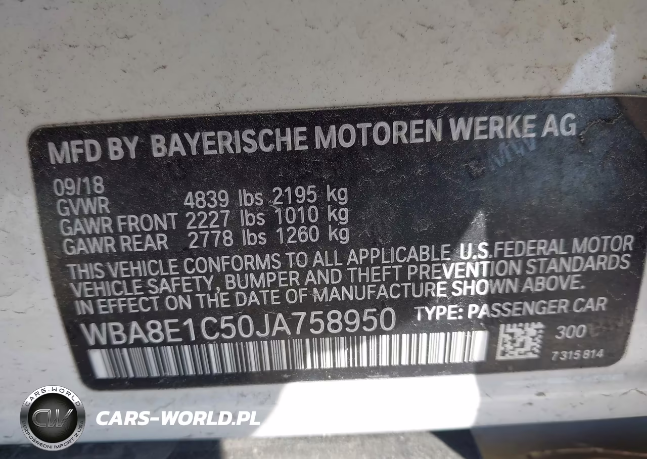 2018 BMW 330E Iperformance VIN:WBA8E1C50JA758950 - 9