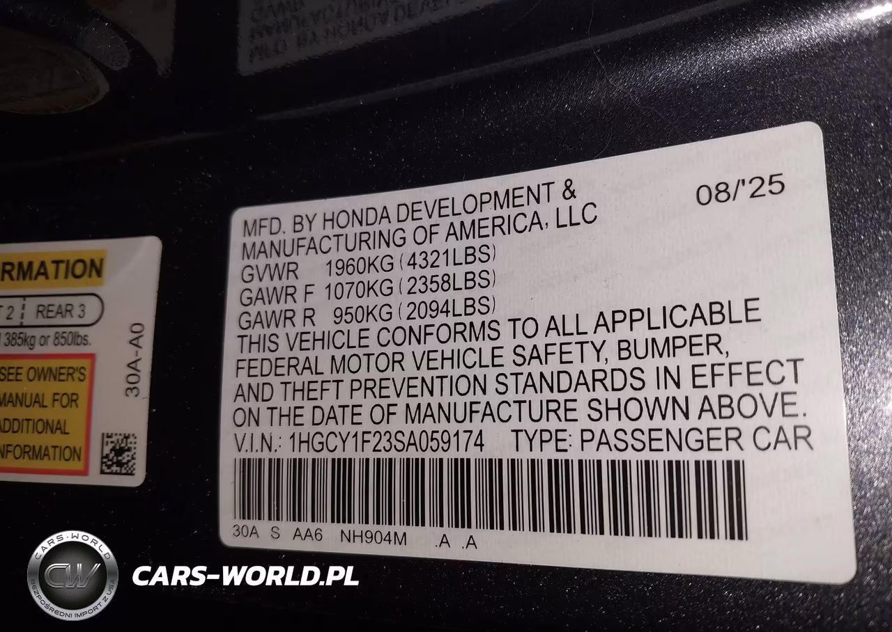 2025 Honda Accord Lx VIN:1HGCY1F23SA059174 - 9