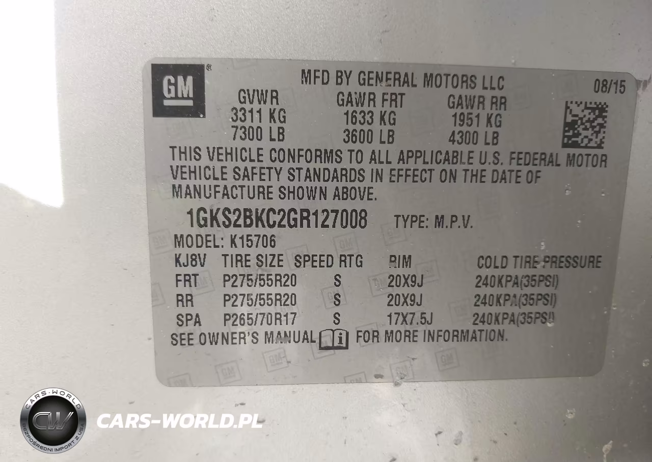 2016 GMC Yukon Slt VIN:1GKS2BKC2GR127008 - 9
