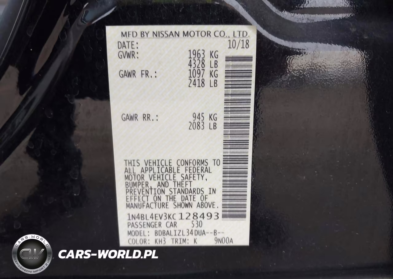 2019 Nissan Altima 2.5 Sl VIN:1N4BL4EV3KC128493 - 9
