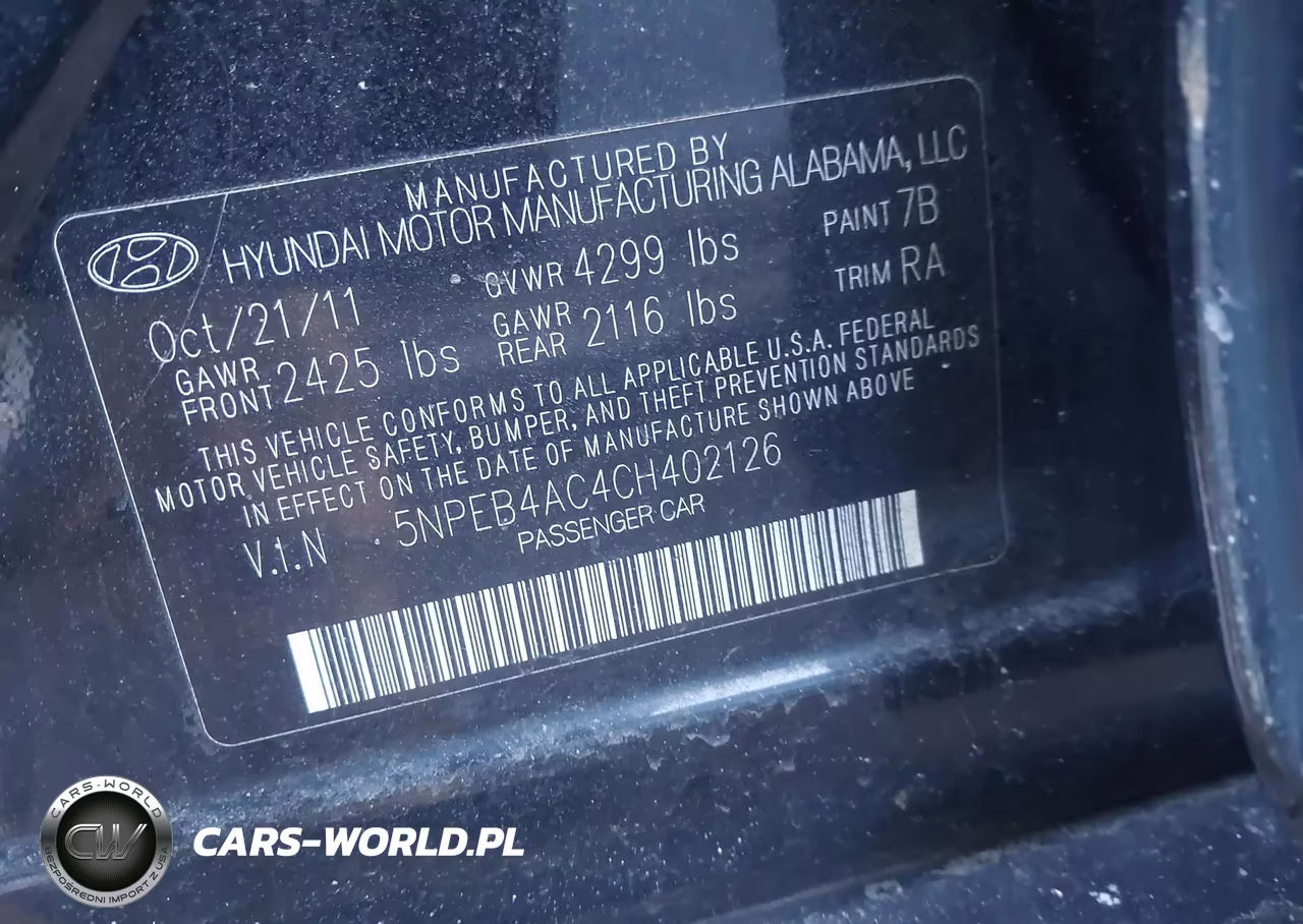 2012 Hyundai Sonata Gls VIN:5NPEB4AC4CH402126 - 9