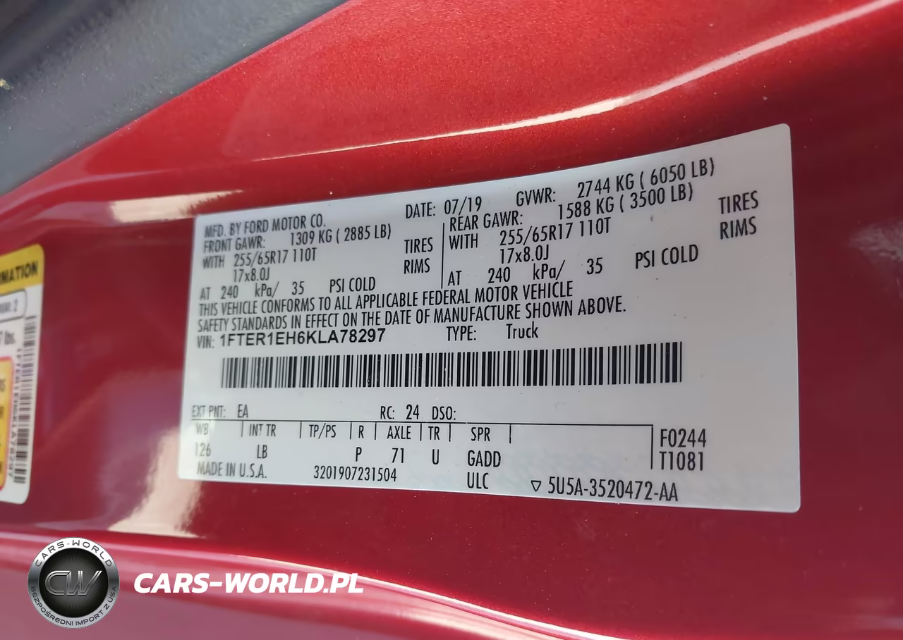 2019 Ford Ranger Xlt VIN:1FTER1EH6KLA78297 - 9