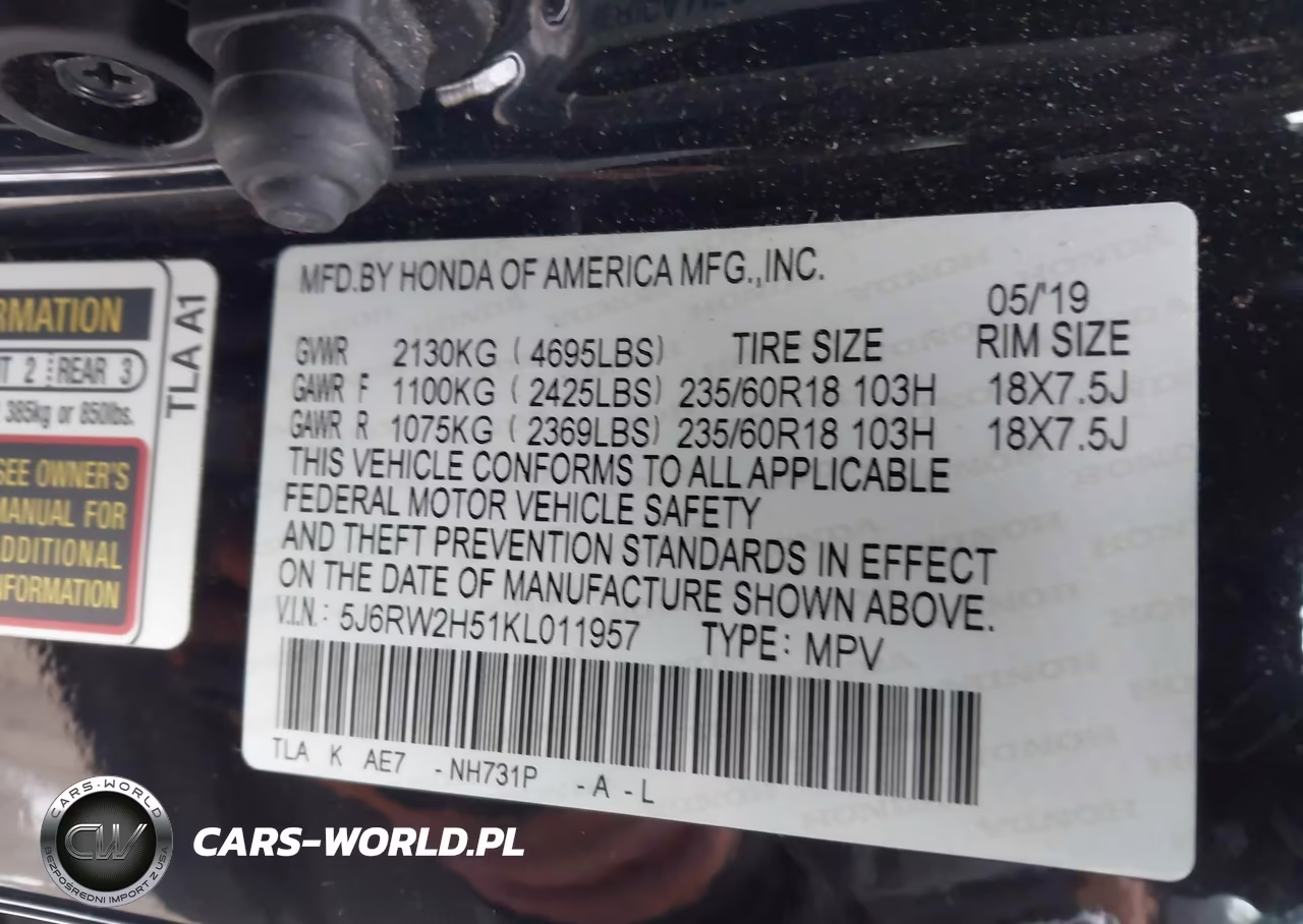2019 Honda Cr-V Ex VIN:5J6RW2H51KL011957 - 9