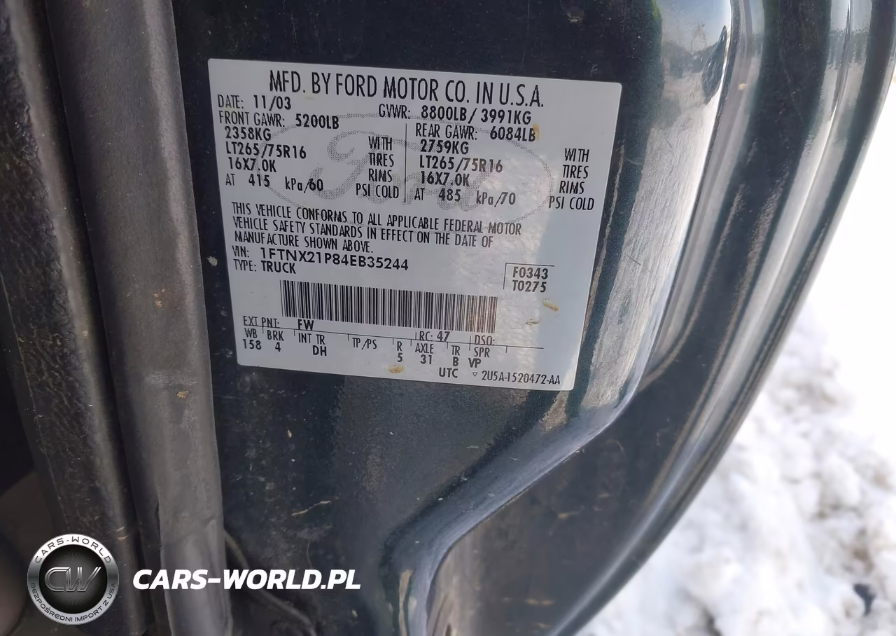 2004 Ford F-250 Lariat-Xl-Xlt VIN:1FTNX21P84EB35244 - 9