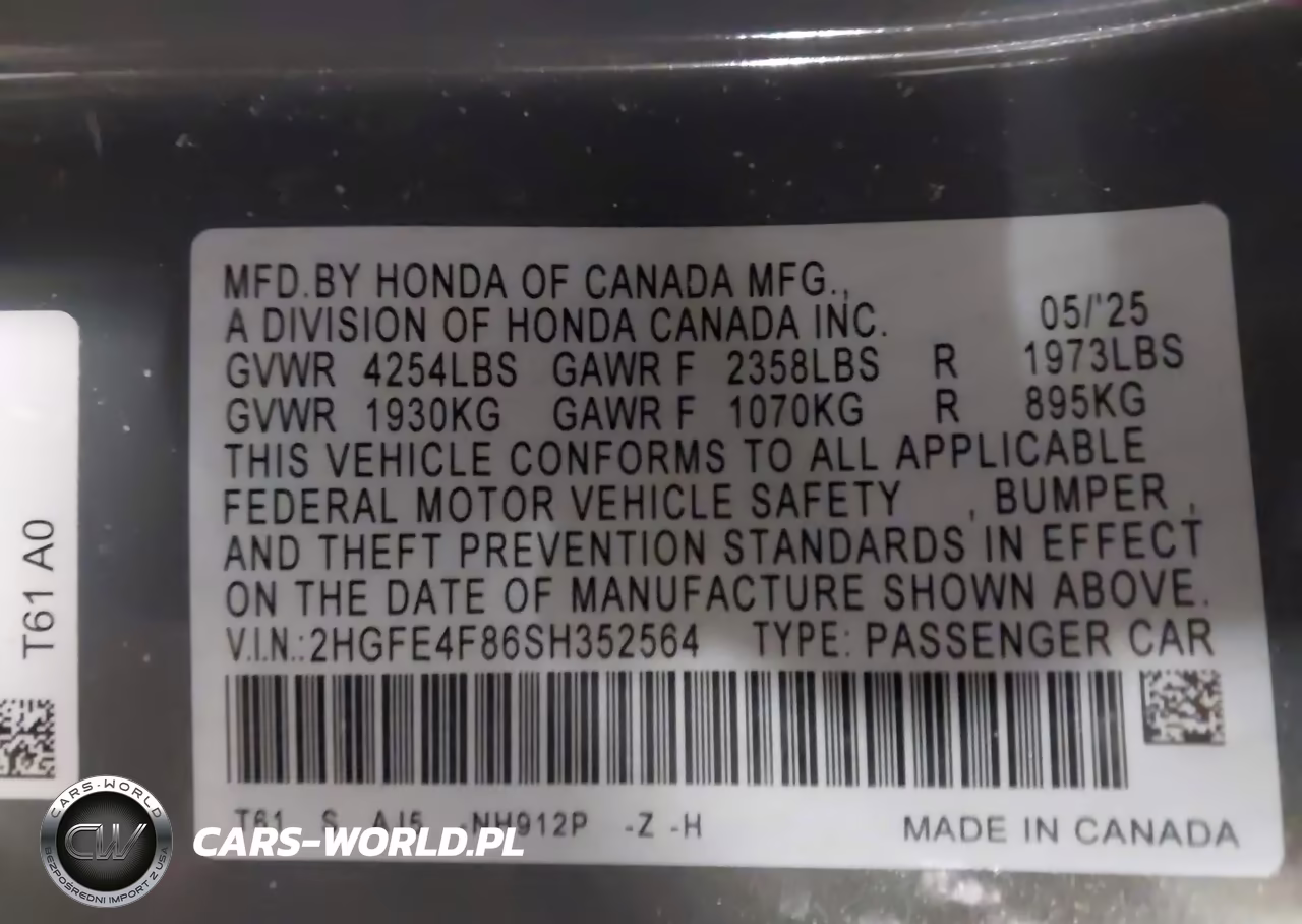 2025 Honda Civic Hybrid Sport-Sport Touring VIN:2HGFE4F86SH352564 - 9