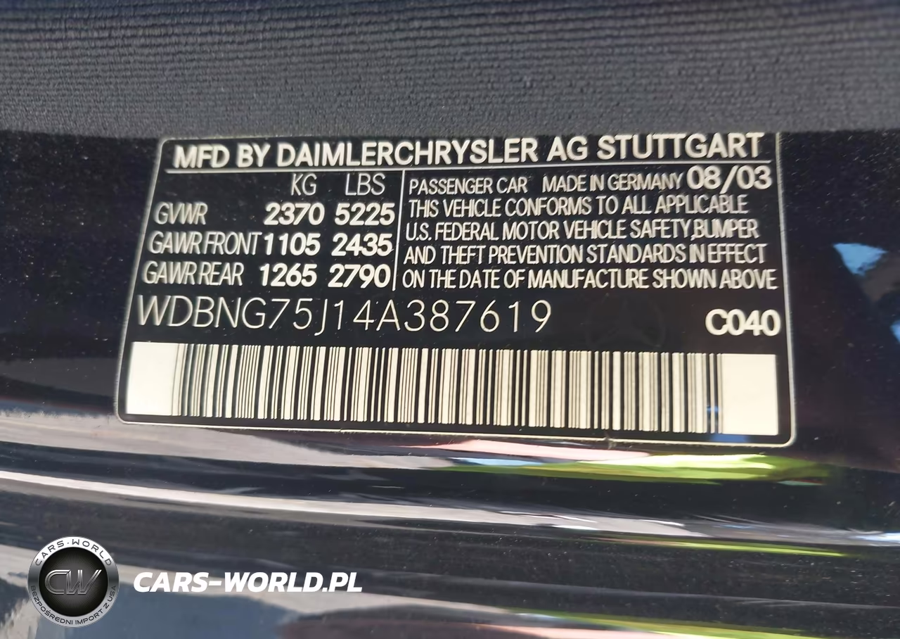 2004 Mercedes-Benz S 500 VIN:WDBNG75J14A387619 - 9