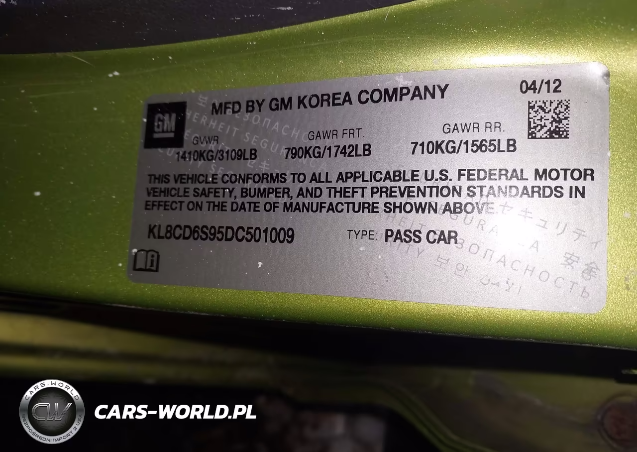 2013 Chevrolet Spark 1Lt Auto VIN:KL8CD6S95DC501009 - 9
