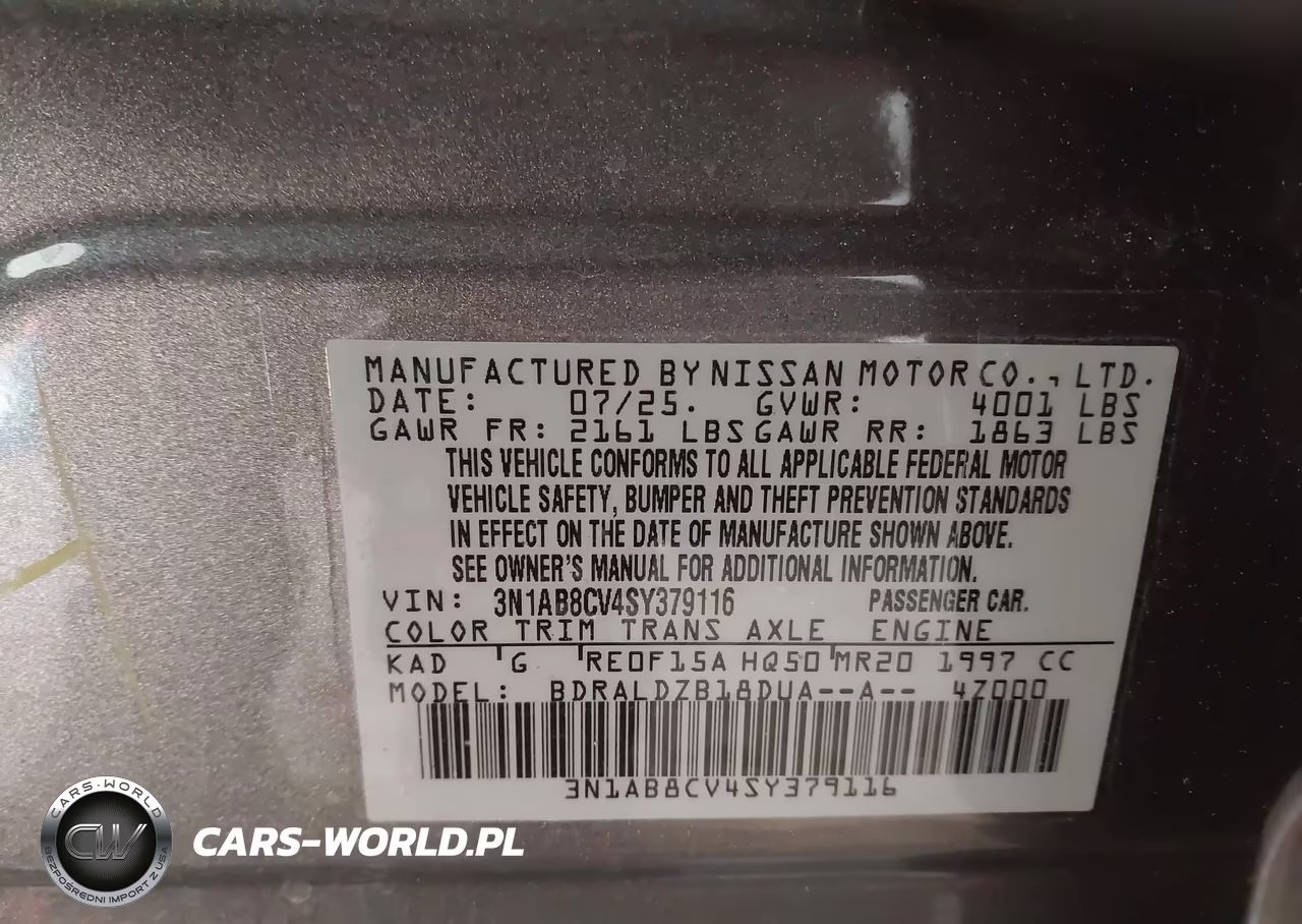 2025 Nissan Sentra Sv VIN:3N1AB8CV4SY379116 - 9