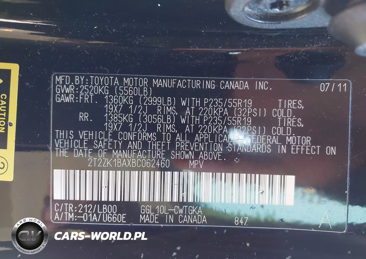 2011 Lexus Rx 350 VIN:2T2ZK1BAXBC062460 - 9