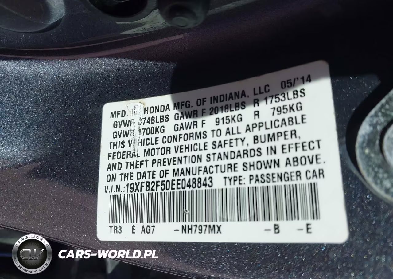 2014 Honda Civic Lx VIN:19XFB2F50EE048843 - 9