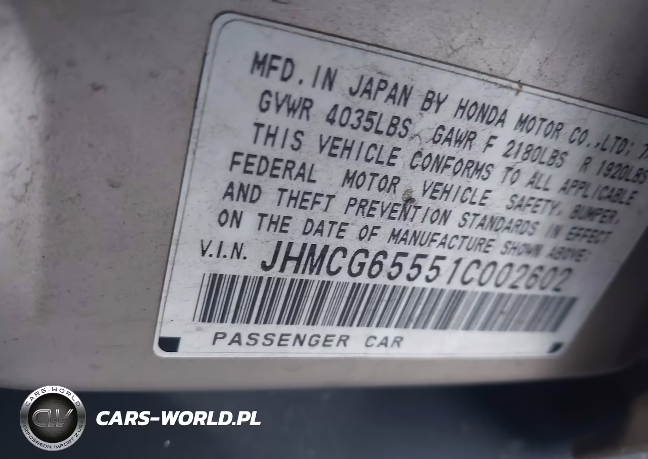 2001 Honda Accord 2.3 Lx VIN:JHMCG65551C002602 - 9