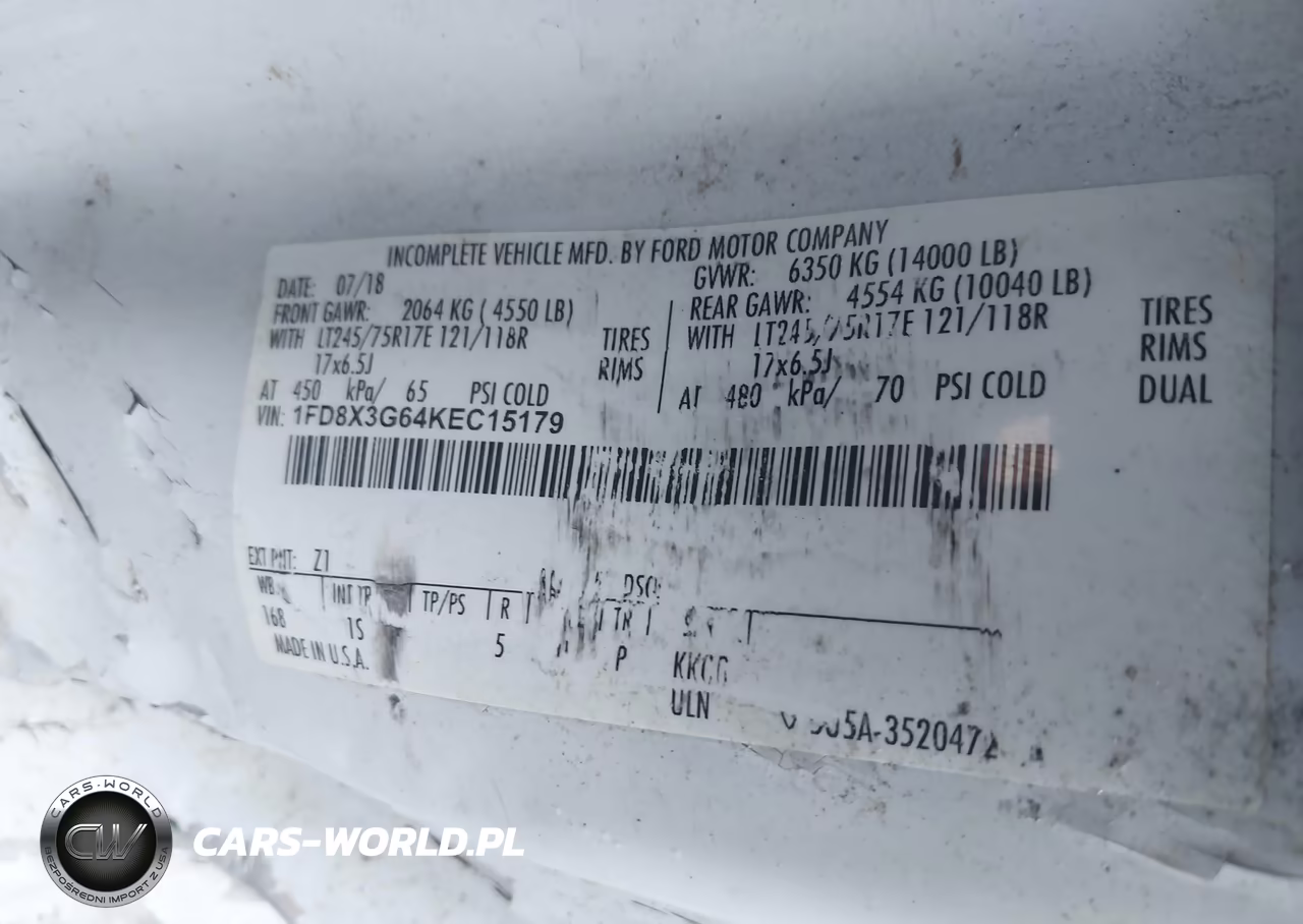 2019 Ford F-350 Chassis Xl VIN:1FD8X3G64KEC15179 - 8