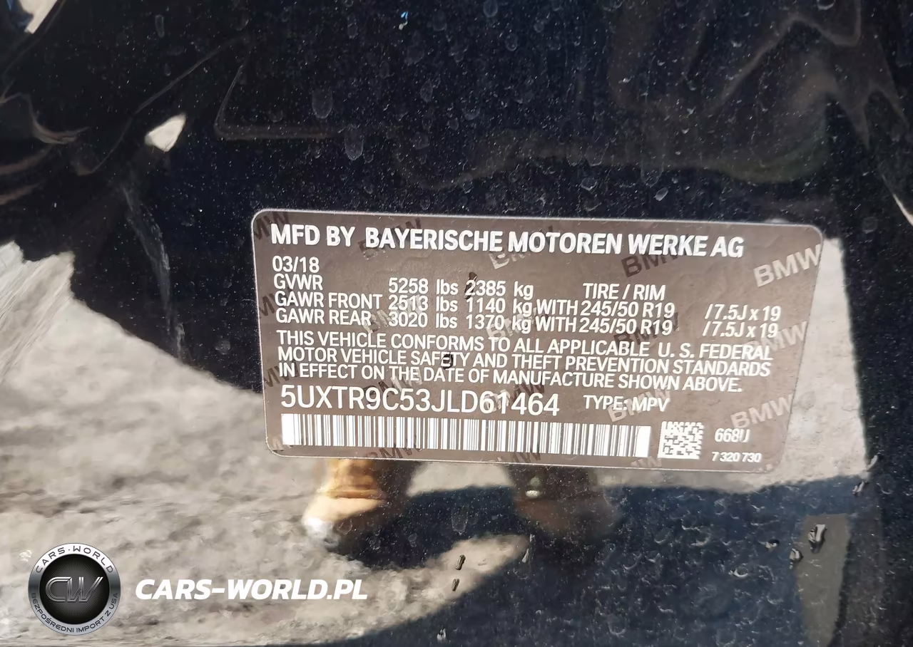 2018 BMW X3 xDrive30I VIN:5UXTR9C53JLD61464 - 9