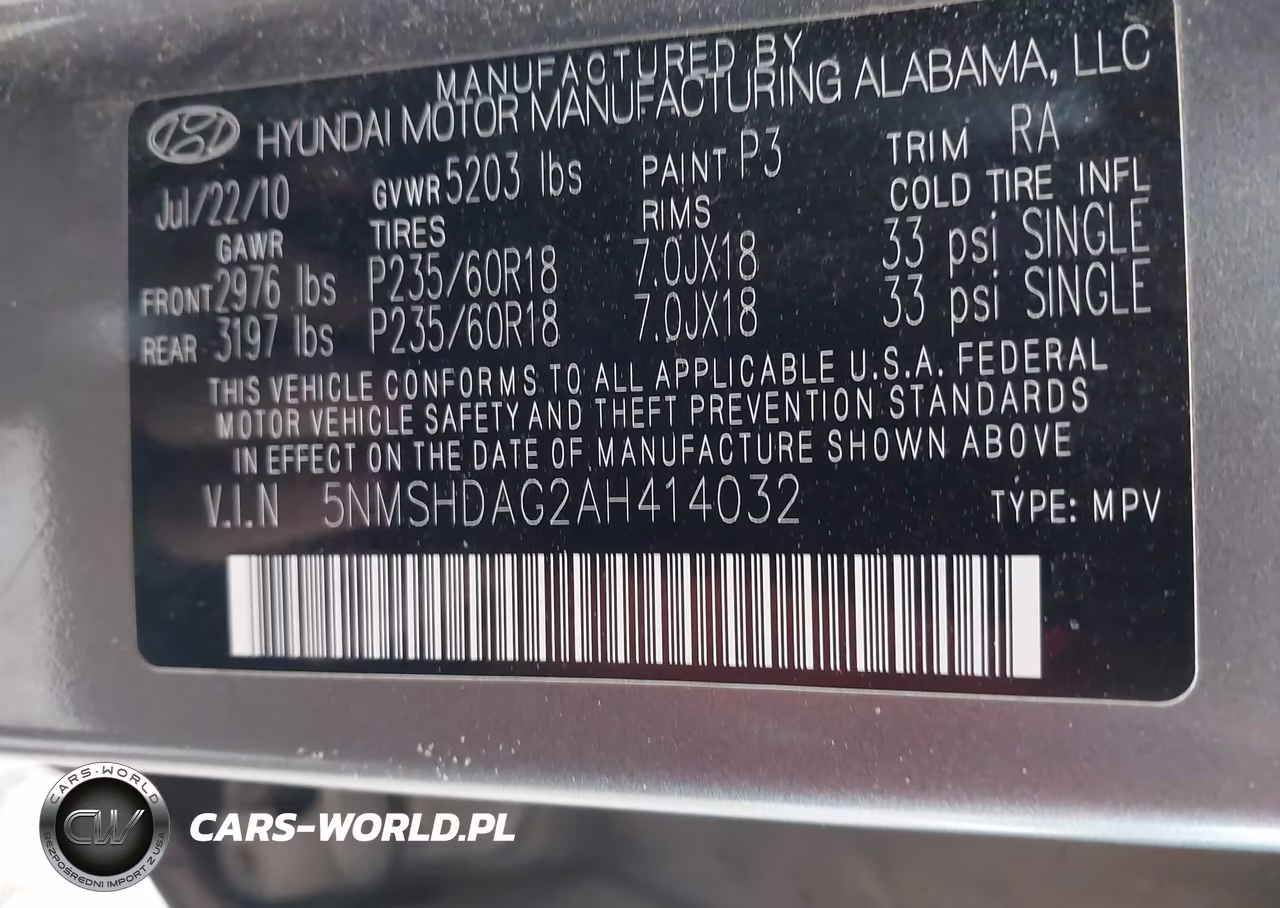 2010 Hyundai Santa Fe Se VIN:5NMSHDAG2AH414032 - 9