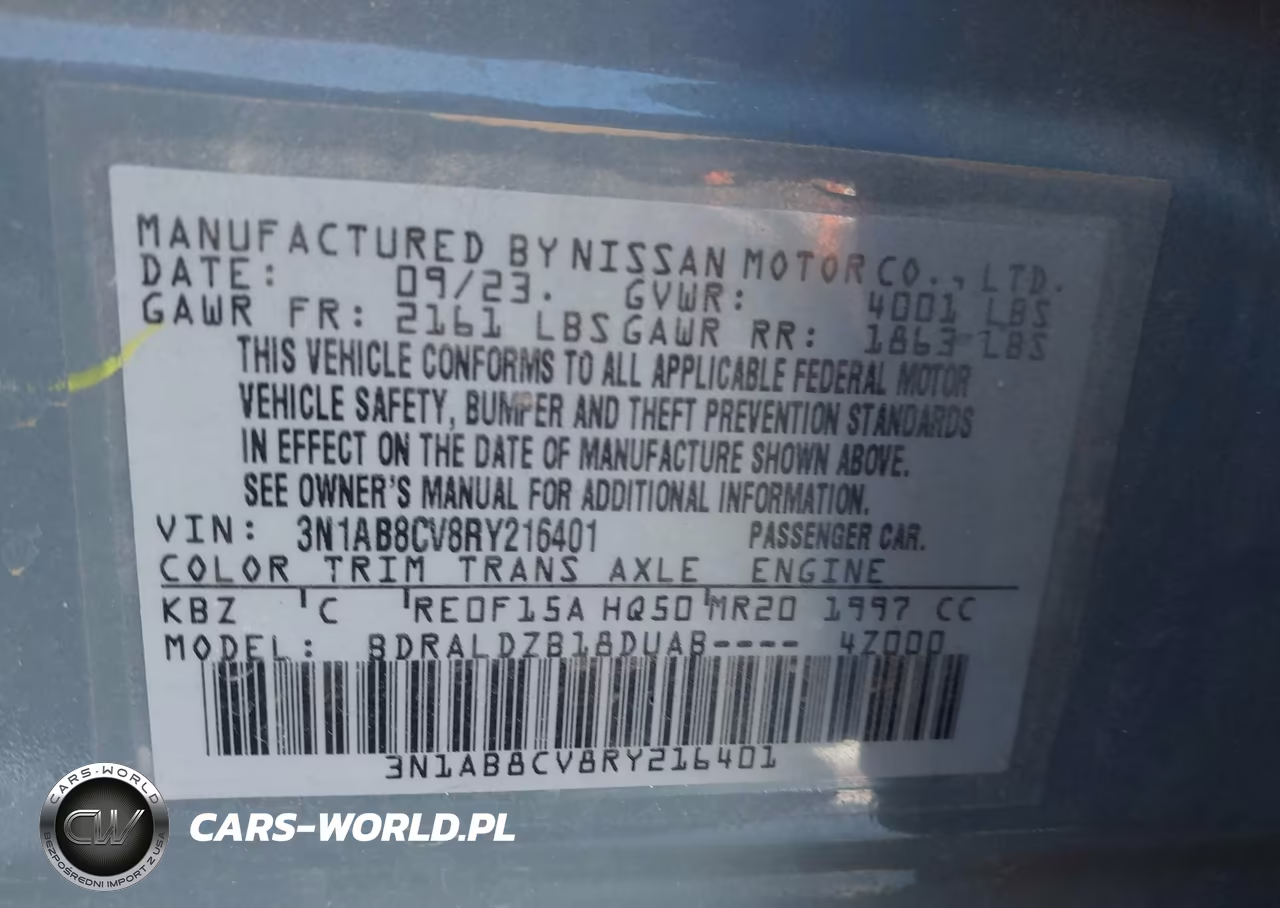 2024 Nissan Sentra Sv Xtronic Cvt VIN:3N1AB8CV8RY216401 - 9