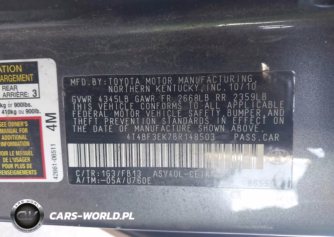2011 Toyota Camry Le VIN:4T4BF3EK7BR148503 - 9