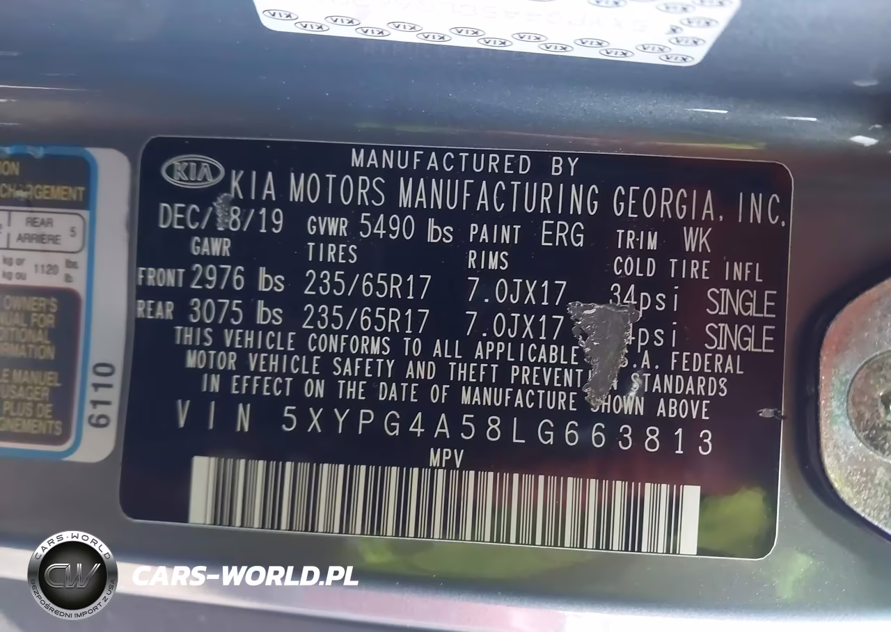 2020 Kia Sorento 3.3L Lx VIN:5XYPG4A58LG663813 - 9