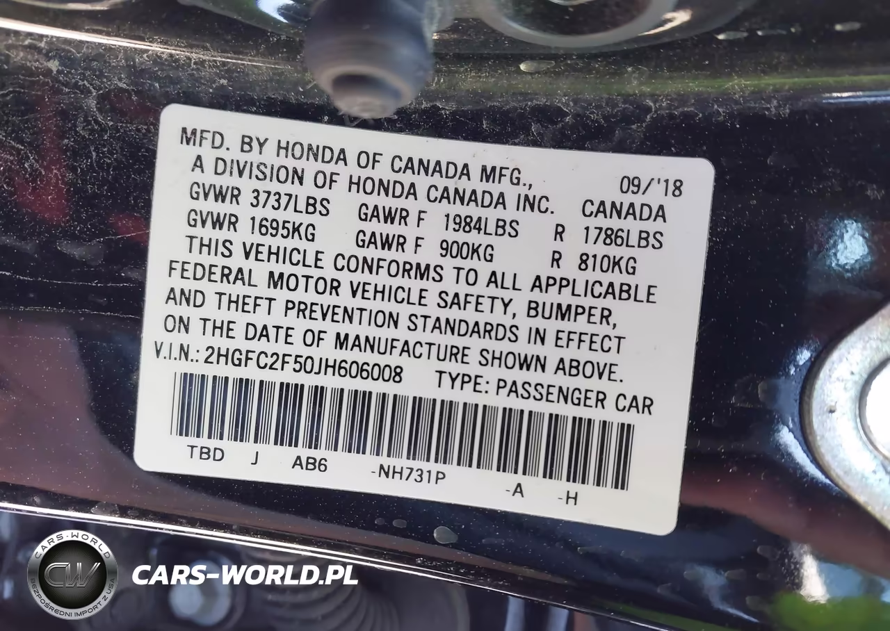 2018 Honda Civic Lx VIN:2HGFC2F50JH606008 - 9
