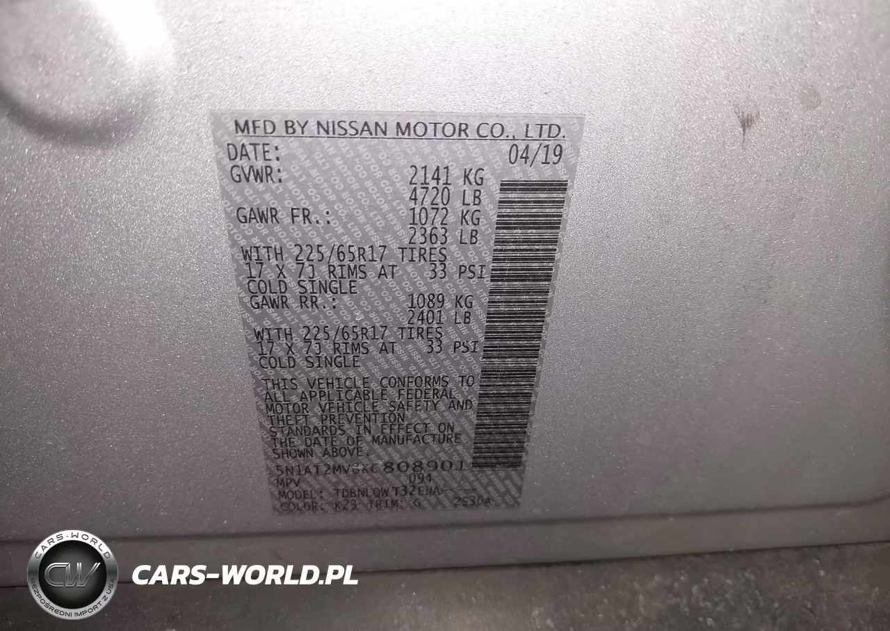 2019 Nissan Rogue Sv VIN:5N1AT2MV8KC808901 - 9