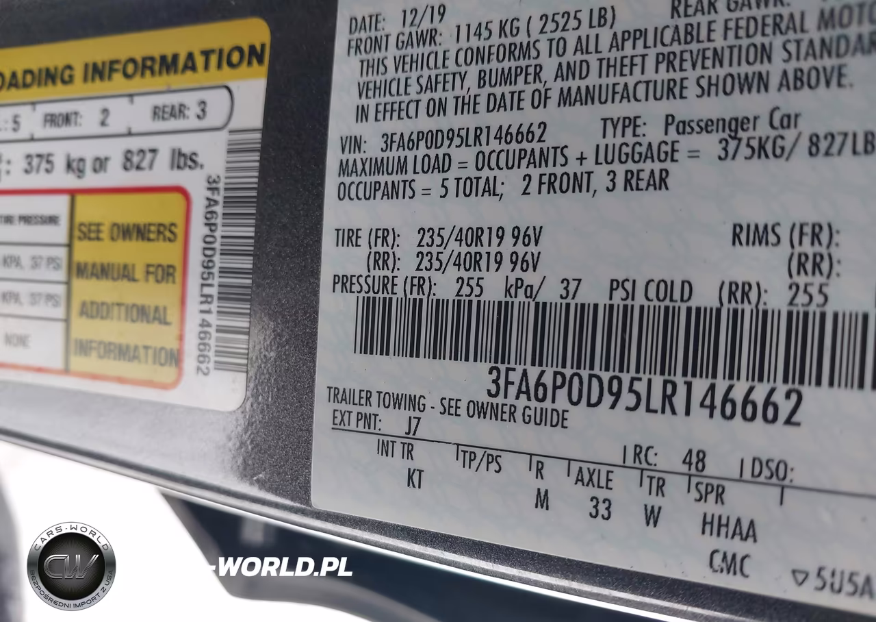 2020 Ford Fusion Titanium VIN:3FA6P0D95LR146662 - 9